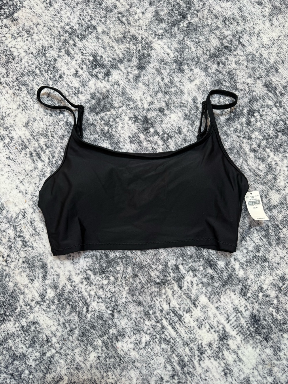 Black Cropped Swim Top